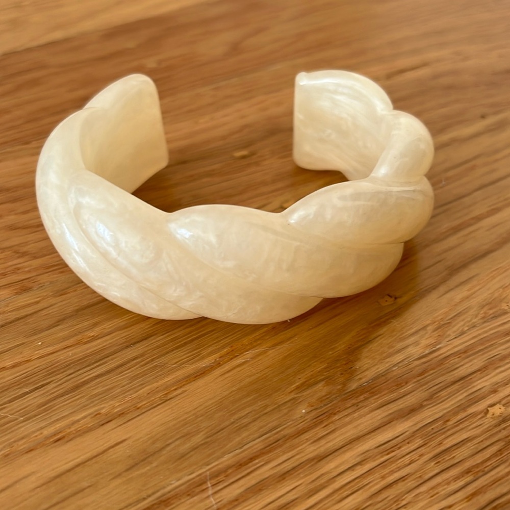 J.Crew Iridescent Ivory Acetate Braided Cuff Bracelet Small/Medium